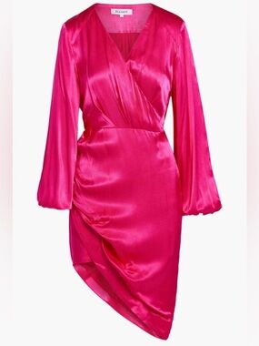 NWT Elliatt Hot Pink Satin Wrap Mini Dress